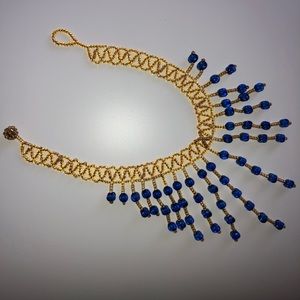 African Navy Blue Necklace
